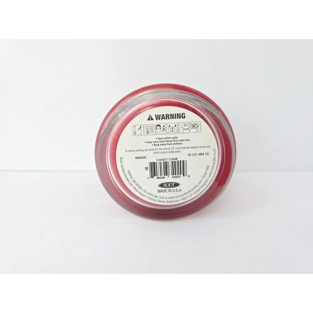Root Candles 16 oz Candy Cane Beeswax Blend Christmas glass jar candle NEW nolid